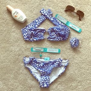 Melissa Odabash Evita Blue/White Bandeau Bikini